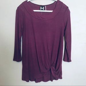 NWOT H by Bordeaux oversized knotted hem top